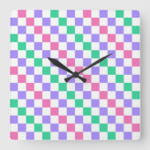 Candy shop diagonal checkerboard pattern quadratische wanduhr (Vorderseite)