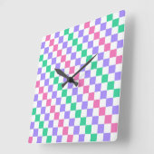 Candy shop diagonal checkerboard pattern quadratische wanduhr (Winkel)