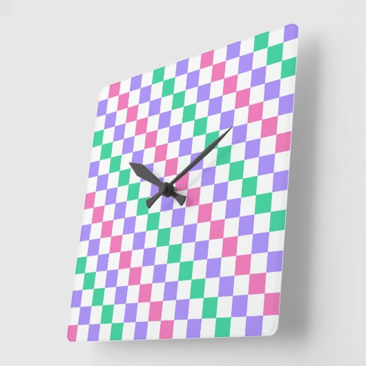 Candy shop diagonal checkerboard pattern quadratische wanduhr (Winkel)