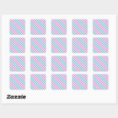 Candy shop diagonal checkerboard pattern quadratischer aufkleber (Blatt)