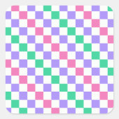 Candy shop diagonal checkerboard pattern quadratischer aufkleber (Vorderseite)