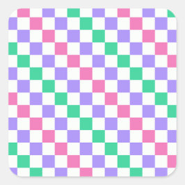 Candy shop diagonal checkerboard pattern quadratischer aufkleber
