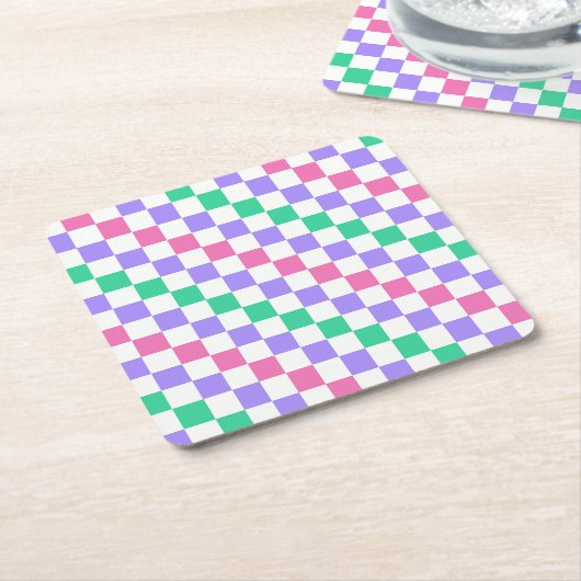 Candy shop diagonal checkerboard pattern rechteckiger pappuntersetzer (angewinkelt)