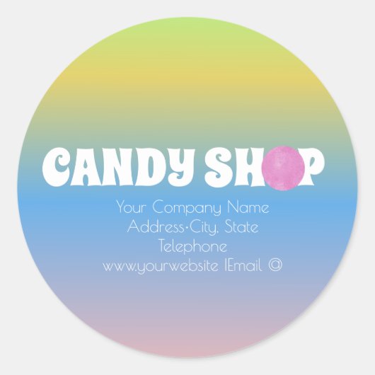 Candy Shop Ombre Business Label Runder Aufkleber (Vorderseite)