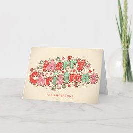Candy Shop Retro Script Merry Christmas Feiertagskarte
