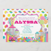 Candy Shop und Sweet Shoppe Party Einladung (Vorne/Hinten)