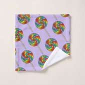 Candy Shoppe Lila Rainbow Lollipop Pop Lolly Badhandtuch Set (Waschlappen)