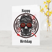 Candy Skull Gothday Card Karte (Gelbe Blume)