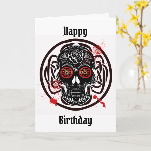 Candy Skull Gothday Card Karte (Gelbe Blume)