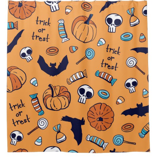 Candy Skull Pumpkin Bat Nahtlose Muster. Duschvorhang (Vorderseite)