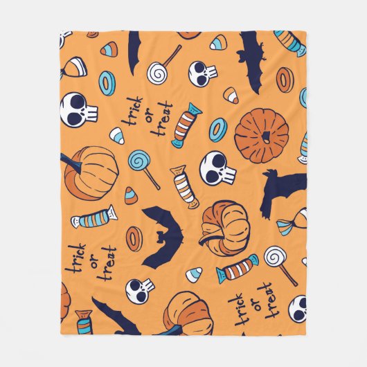 Candy Skull Pumpkin Bat Nahtlose Muster. Fleecedecke (Vorderseite)