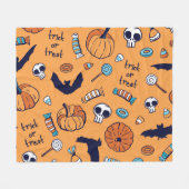 Candy Skull Pumpkin Bat Nahtlose Muster. Fleecedecke (Vorderseite (Horizontal))