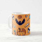 Candy Skull Pumpkin Bat Nahtlose Muster. Kaffeetasse (Vorderseite Links)