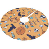 Candy Skull Pumpkin Bat Nahtlose Muster. Polyester Weihnachtsbaumdecke (Schrägansicht)