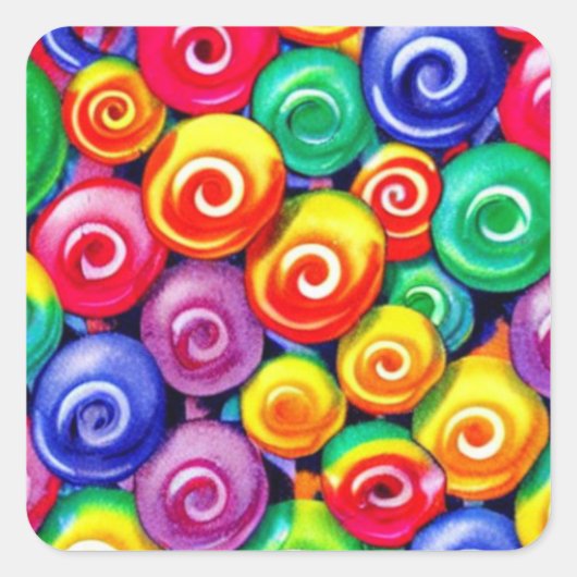 Candy Spheres Quadratischer Aufkleber (Vorderseite)