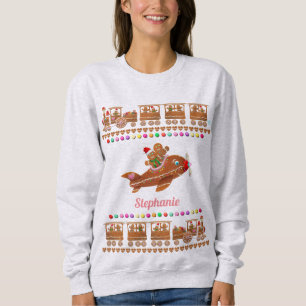 Candy-Sprinkled Lebkuchen Züge und Flugzeug Sweatshirt