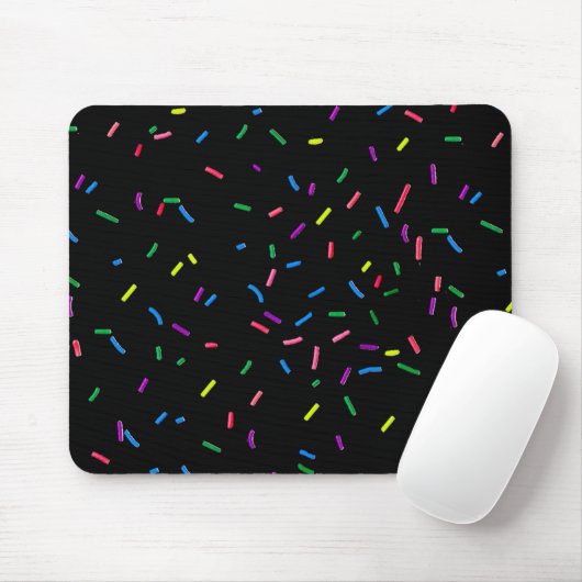 Candy Sprinkles auf schwarz Mousepad (Mit Mouse)