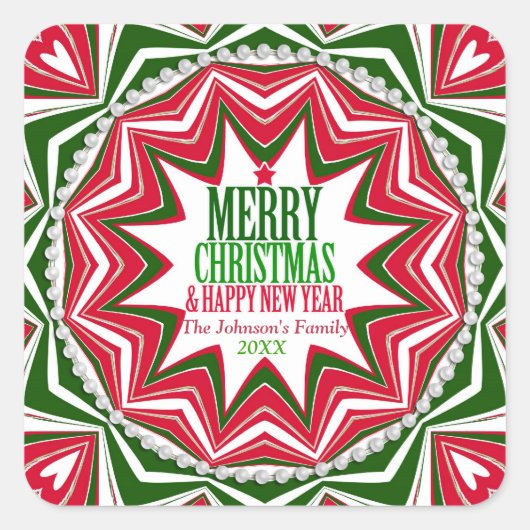 Candy Sternexplosion Keepake Weihnachts-Party Plat Quadratischer Aufkleber (Vorderseite)