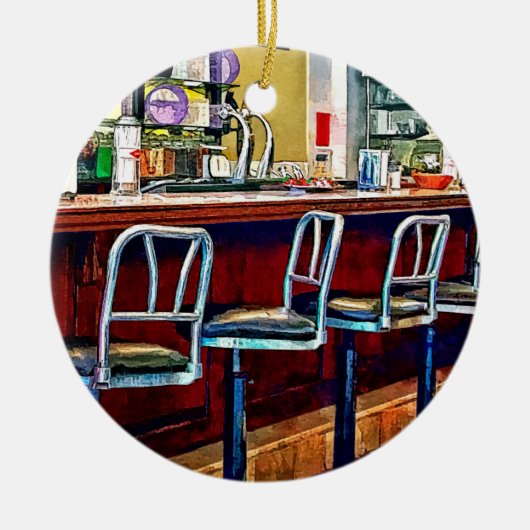 Candy Store mit Soda Fountain Keramik Ornament (Vorne)