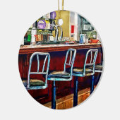 Candy Store mit Soda Fountain Keramik Ornament (Links)