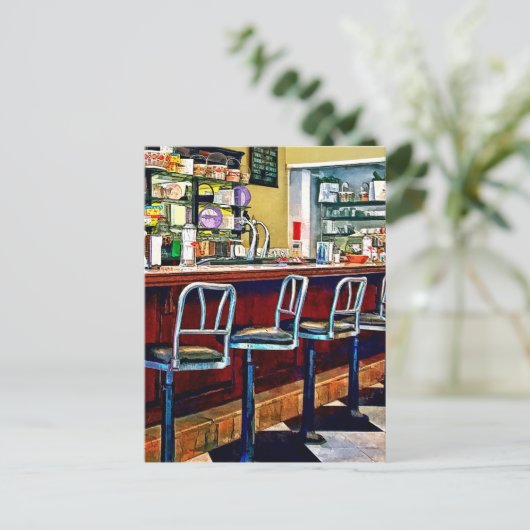 Candy Store mit Soda Fountain Postkarte (Stehend Vorderseite)