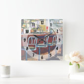 Candy Store mit Soda Fountain Quadratische Wanduhr (Zuhause)