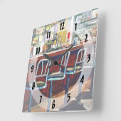 Candy Store mit Soda Fountain Quadratische Wanduhr (Winkel)