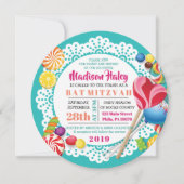CANDY STORE ROUND Bat Mitzvah Einladung (Vorderseite)