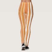 Candy Stripe Art Orange und Weiß Vertikal gestreif Leggings (Rückseite)