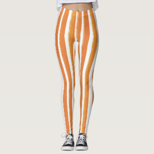Candy Stripe Art Orange und Weiß Vertikal gestreif Leggings