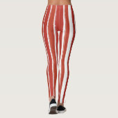 Candy Stripe Art rot und weiß Vertikal gestreift Leggings (Rückseite)
