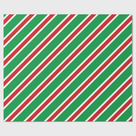 Candy Stripe Christmas Red Green Geschenkpapier (Flach)
