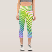 Candy Stripe Pastel Rainbow Happy Color Capri Leggings (Vorderseite)