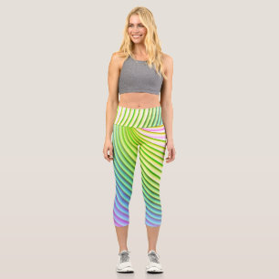 Candy Stripe Pastel Rainbow Happy Color Capri Leggings