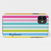 Candy Stripe Personalize Name Monogram iPhone Case (Rückseite (Horizontal))