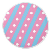Candy Stripe & Polka Dot Keramik Knock (rosa & bla Keramikknauf (Vorderseite)