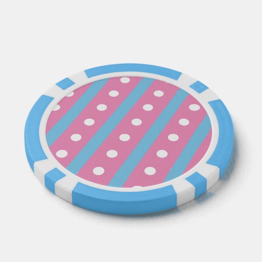 Candy Stripe & Polka Dot Poker Chips (rosa & blau) (Einzeln)