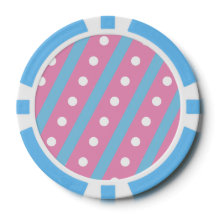 Candy Stripe & Polka Dot Poker Chips (rosa & blau)