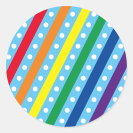 Candy Stripe & Polka Dot Round Stickers (Regenboge