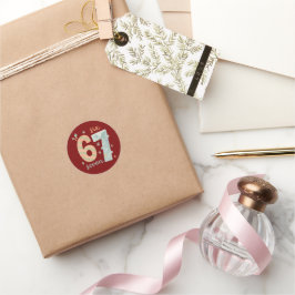 Candy Stripe & Snowflake 67 – Handgefertigte Holid Runder Aufkleber