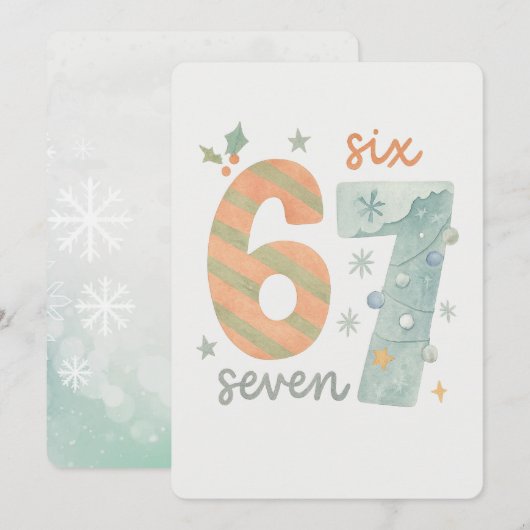 Candy Stripe & Snowflake 67 – Handmade Holiday Num Einladung (Vorne/Hinten)