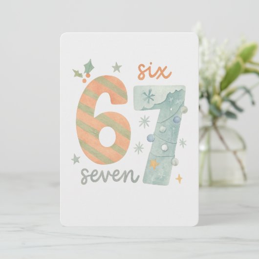 Candy Stripe & Snowflake 67 – Handmade Holiday Num Einladung (Stehend Vorderseite)