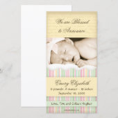 Candy Striped Foto Card: Mädchen Ankündigung (Vorne/Hinten)
