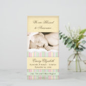 Candy Striped Foto Card: Mädchen Ankündigung (Stehend Vorderseite)