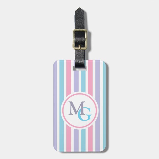 Candy Striped Monogrammed Gepäckanhänger (Vorderseite vertikal)