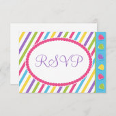 Candy Stripes Bat Mitzvah UAWG RSVP Karte (Vorne/Hinten)