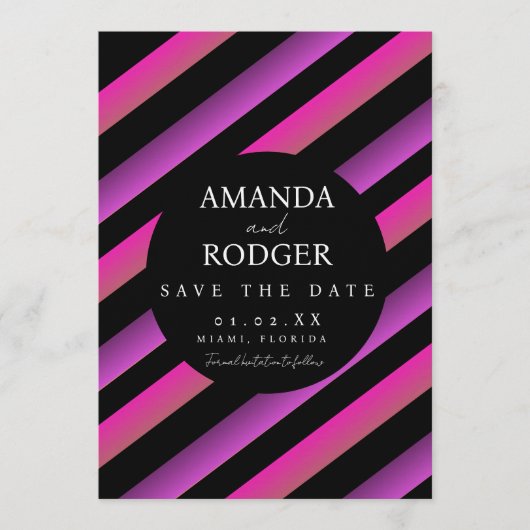 Candy Stripes Bold Datum speichern Einladung (Vorderseite)