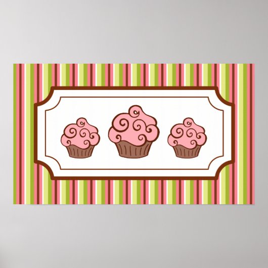Candy Stripes Cupcake Kunstdruckerei Poster (Vorne)