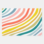 Candy Stripes farbenfroh Orange Pink Blue Gren Geschenkpapier Set (Vorderseite 2)