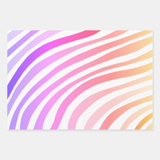 Candy Stripes farbenfroh Orange Pink Blue Gren Geschenkpapier Set (Vorderseite)